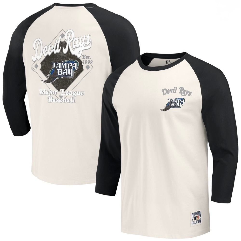 NEW Darius Rucker Tampa Bay Devil Rays Raglan‎ Shirt Med Cooperstown 3/4 Sleeve